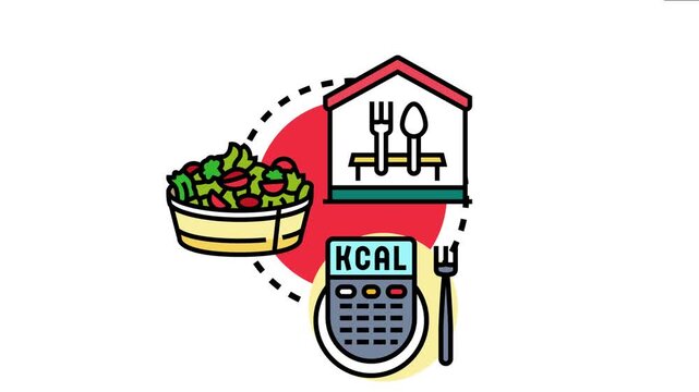 Icon concept meal eating habits, planning daily caloric intake, and consuming fresh salad for a healthy lifestyle and proper nutrition