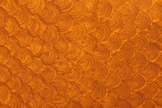 Golden orange scale pattern texture background hand drawn arcs