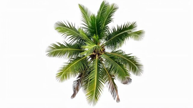 Top View of a Palm Tree Isolated on White Background