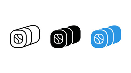 Set of sushi maki roll icons in outline, solid, and flat styles © Growup Pixel