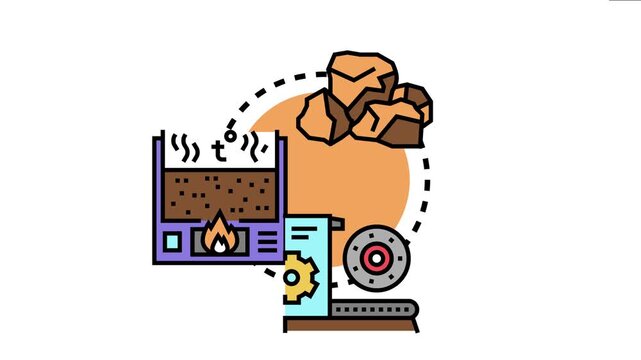 Materials quantity breakdown analysis raw resources undergoing heating and processing for industrial manufacturing output