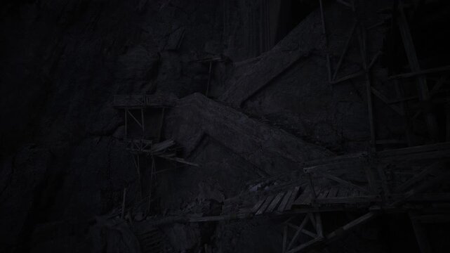 Layered shadows and grainy cracks evoke urban decline atmosphere. Rugged surface with shadows and grain combines to produce dystopian cityscape background
