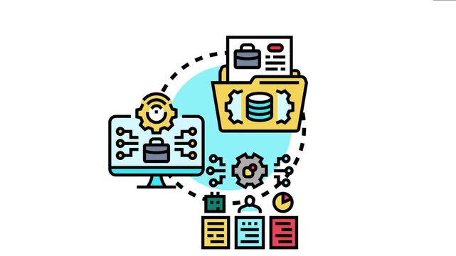 Master data catalog governance concept data management. Organization. And information flow through a structured system with connected databases. Files