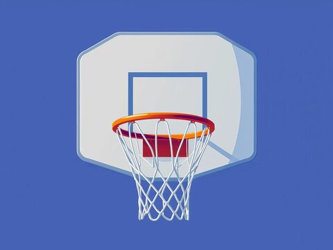 A stylized illustration of a basketball hoop with a circular net and a rectangular backboard, games, vector