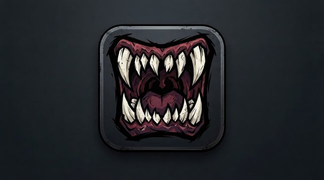 Fierce monster mouth with sharp teeth icon