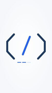 Animated code brackets icon programming vertical 9x16 seamless loop