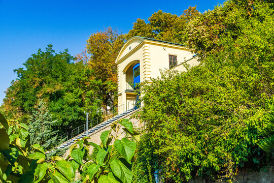 Historic Zagreb Funicular Railway and path to Upper Town, Zagreb, Croatia 