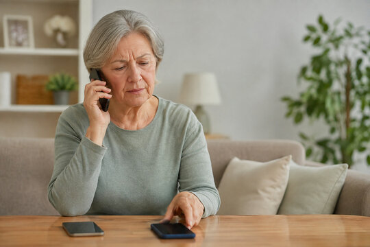 Senior woman reporting suspicious phone call