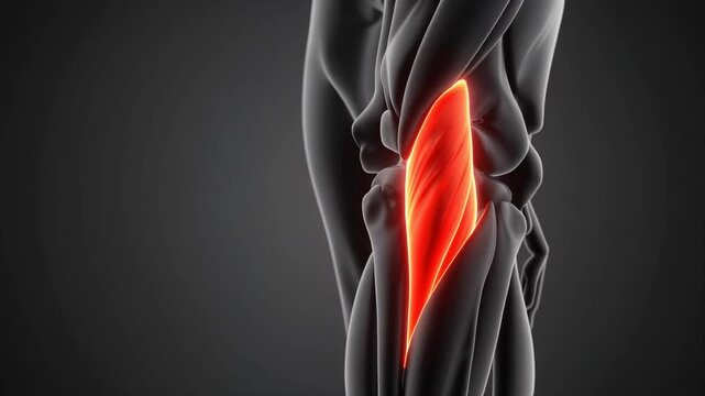 Medical 3D Animation Showing the Vastus Intermedius Muscle Anatomy of the Human Knee and Leg Structure