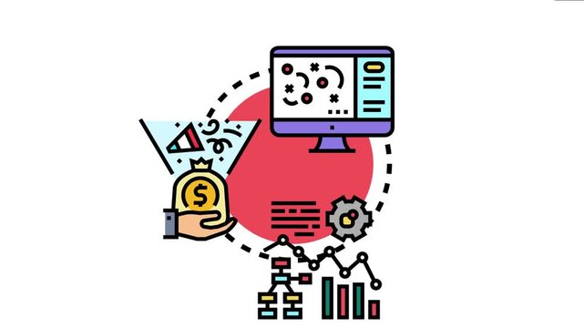 Business strategy planning involves data analysis, digital marketing, and funnel optimization, driving financial success, sales conversion, and profitable growth for companies