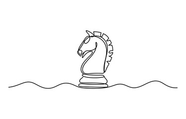 Continuous single line drawing of a chess knight horse piece © Prem_Bala_2026