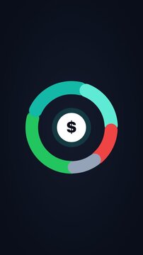 Animated portfolio allocation ring rotating, vertical 9:16 seamless loop HD motion graphics icon