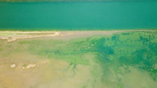 Aerial Flight Along a Pristine River in the Forested Swiss Alps