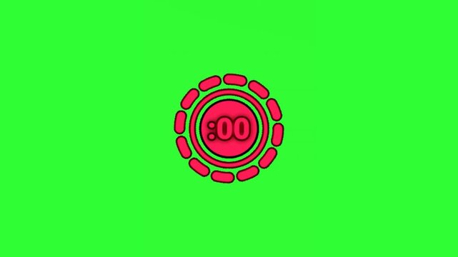 5 Second Countdown Timer Blue and Red Animation on Green Screen