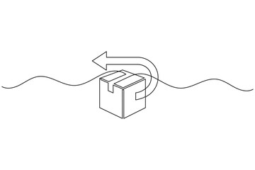 Obraz premium Carton box continuous one line drawing minimalist packaging outline illustration