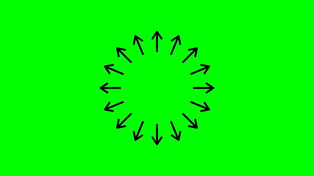circular arrow line pattern spinning forward POV green screen animation