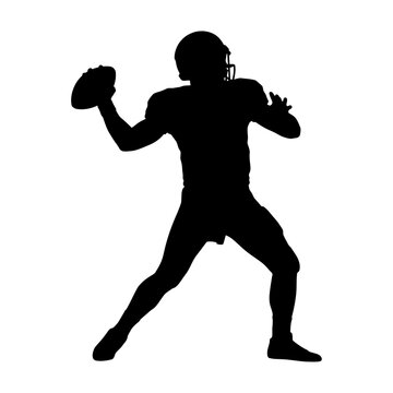 American football quarterback throwing ball silhouette