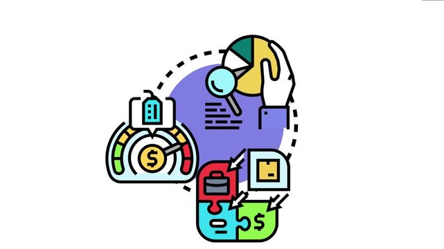 Market needs analysis concept visualizing demand research, customer satisfaction, and strategic planning with various business elements for successful project implementation