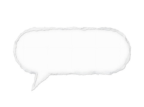 Torn paper speech bubble isolated on white background