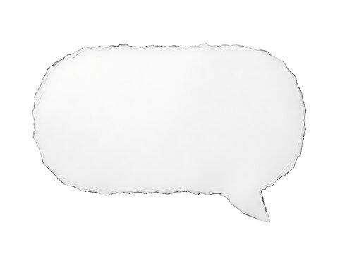 Torn paper speech bubble isolated on white background