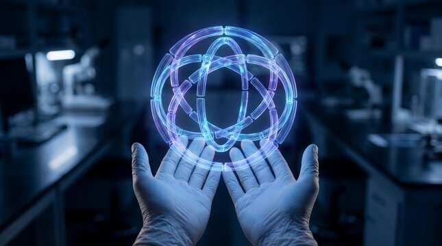 The future of technology is here a human interacting with a holographic digital brain interface