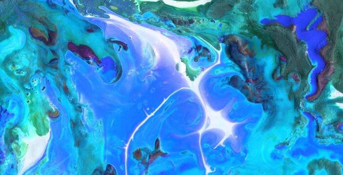 Bright Artistic Rendering of Abstract Fluid Colors