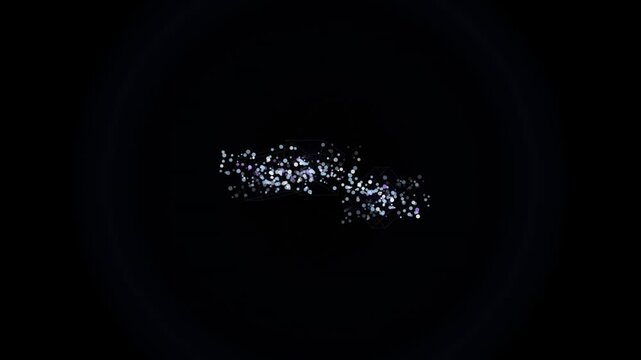 Abstract digital particle swarm animation with glowing geometric nodes and data flow motion background