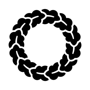 Symmetrical black oak leaf wreath silhouette forming a circular frame for traditional heraldry and award design