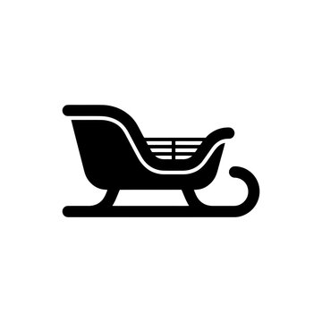 Minimalist black silhouette of a traditional Christmas sleigh for winter holiday celebrations and festive seasonal design projects