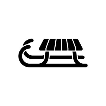 Black minimalist sled icon representing winter sports and outdoor holiday recreation activities