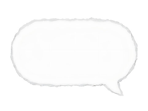 Torn paper speech bubble isolated on white background