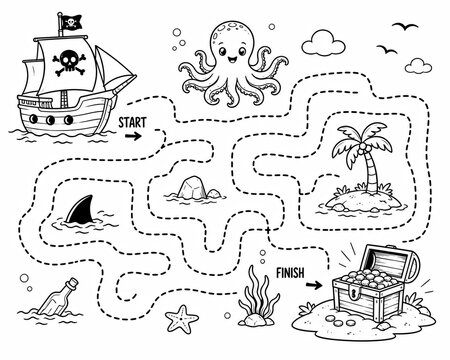Black and white hand drawn doodle set with various cute animal and object illustrations