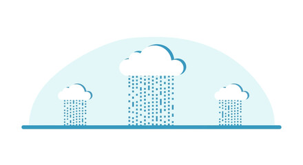 Obraz premium Cloud Computing and Big Data Vector Illustration with Digital Rain Concept