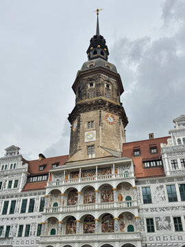 The tower of royal palace in Dresden Castle in the old town of Dresden, Germany