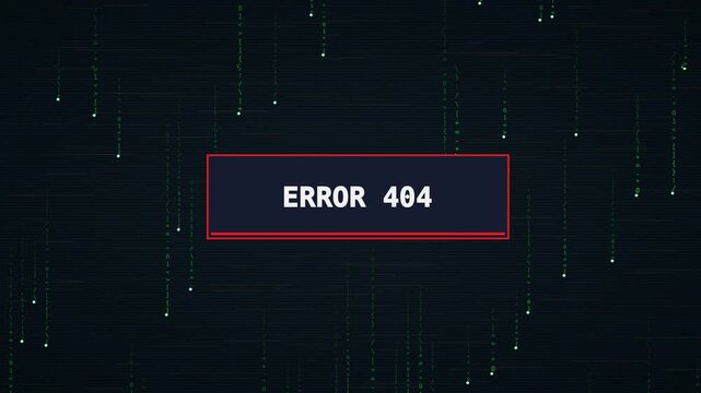 404 Error Not Found Webpage with Futuristic Cybersecurity Code Animation