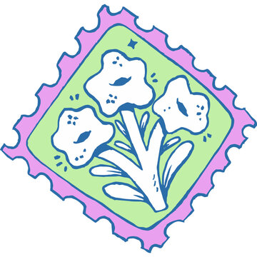 Doodle Style Flower Stamp Illustration