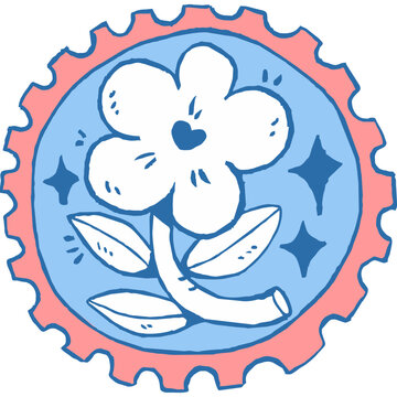 Doodle Flower Sticker Stamp Illustration