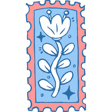 Vintage Postage Stamp With Flowers