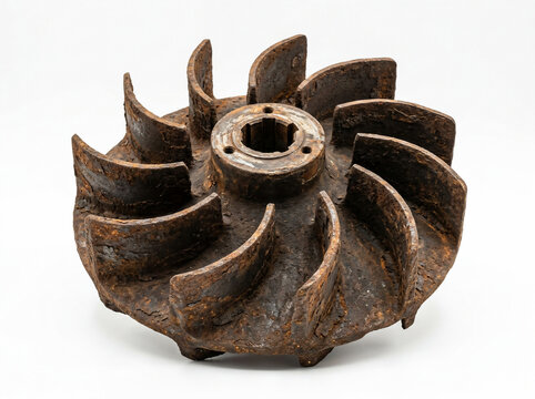 Rusty metal water pump impeller industrial machinery maintenance