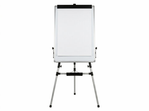 Empty flipchart on tripod stand business presentation planning