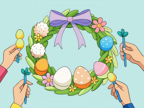 Colorful Easter Eggs Wreath