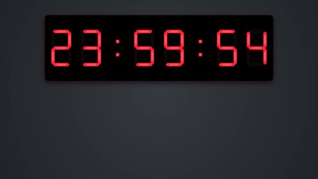 Digital Midnight Countdown Timer Displaying Red LED Glowing Numbers Close to Year 2027