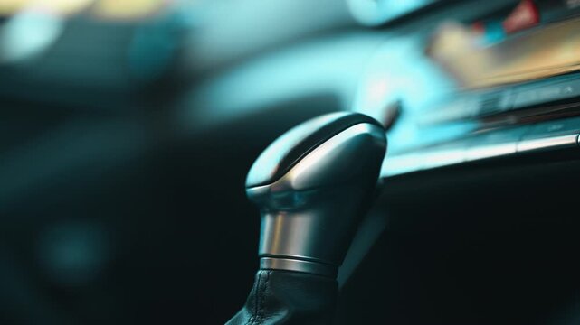 Shifting gearstick in manual transmission car