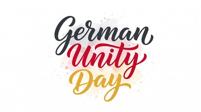 German, Unity, Day, Germany, flag, national, holiday, reunification, celebration, brush, strokes, paint, black, red, gold, yellow, typography, text, October, anniversary, patriotic, European, culture,