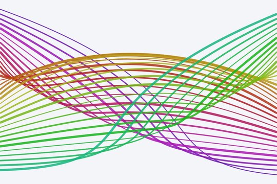 Colorful wave lines pattern created with flowing gradient curves on white.