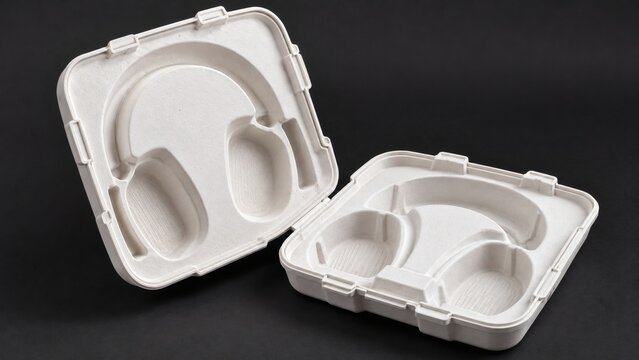 Thermoformed White Cellulose Pulp Clamshell Shell for Premium Over-Ear Headphones