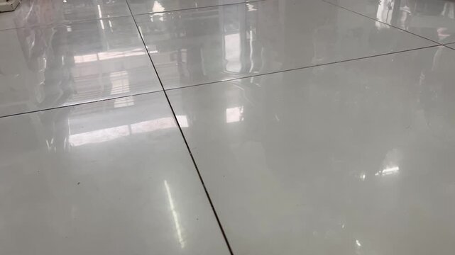 Perspective View of Shiny White Ceramic Floor Grid