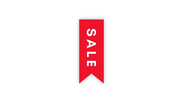 Discount Sale Banner Ribbon Drop Animation White Background