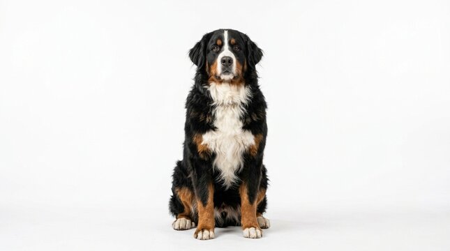 Bernese Mountain Dog Sitting Portrait - Studio Photo