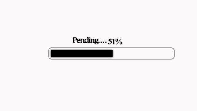 Digital loading progress bar with pending status and percentage indicator a minimalist interface on a white background